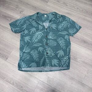 PALMWAVE Hawaiian Tropical Leaf Print Button-Up Shirt 2XL